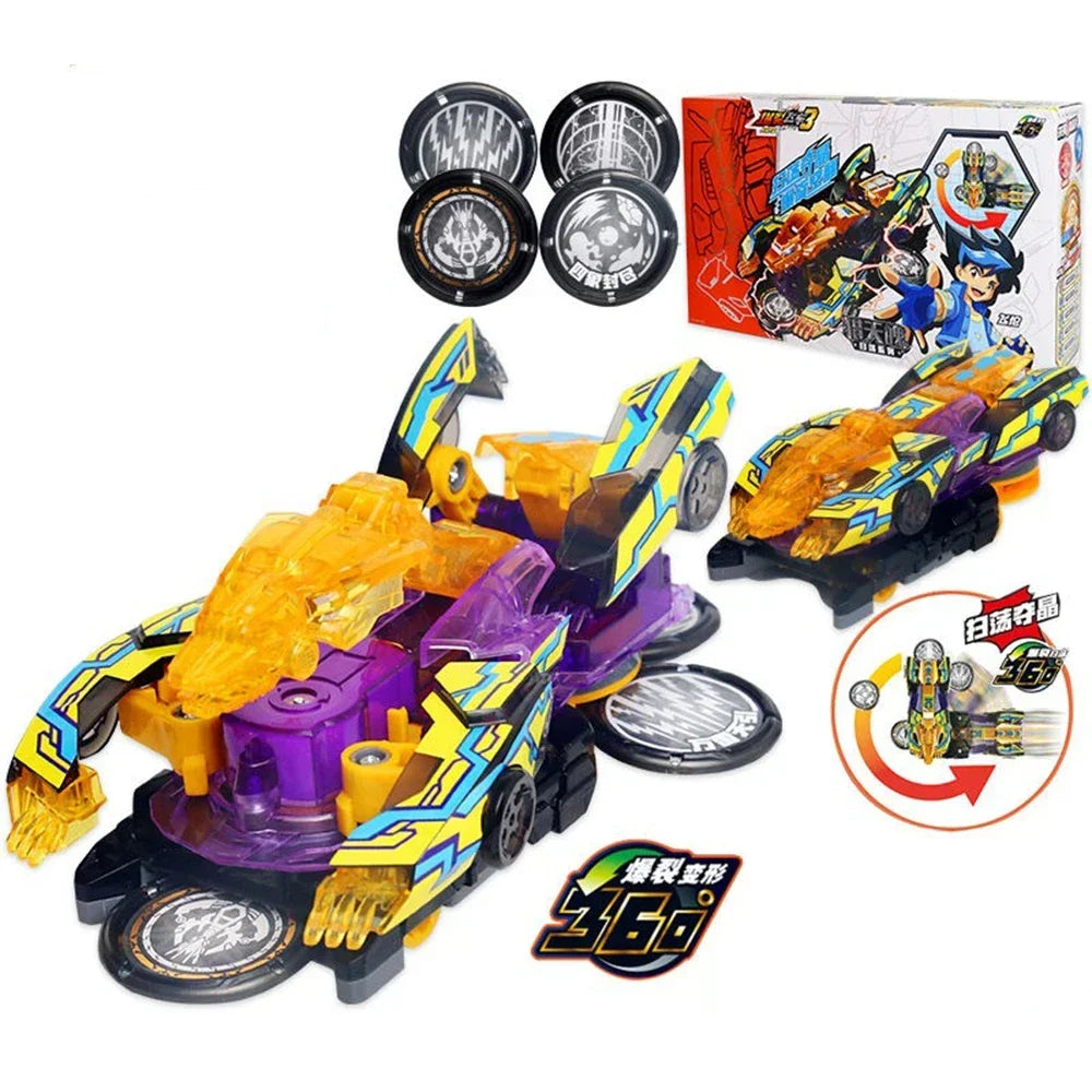 Screechers Explosive Speed Car 3 Metamorphosis Action Figures Children Gifts Boys Toy Ejection Flip Deformation Double Car