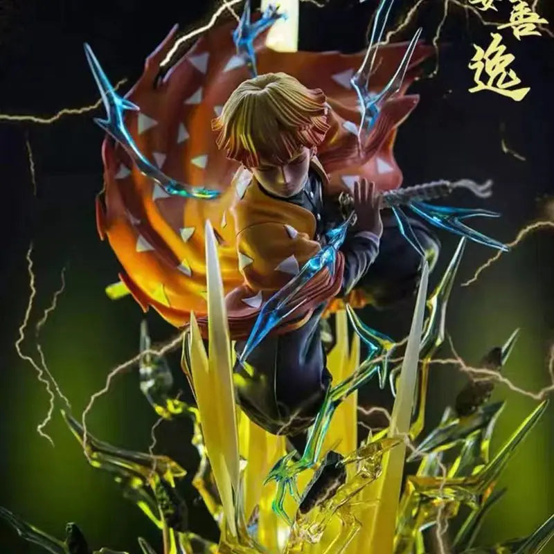 Dämonentöter Agatsuma Zenitsu PVC-Actionfiguren Donnerschlag und Blitzeffekt Anime Kimetsu No Yaiba Figur Geschenk Spielzeug Modell