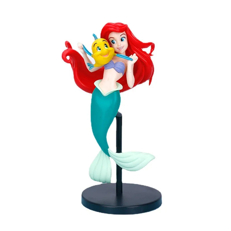 22cm Anime Disney Princess  Mermaid Ariel PVC Action Figures Model Car Cake Decorations Dolls Toys Kids Gifts