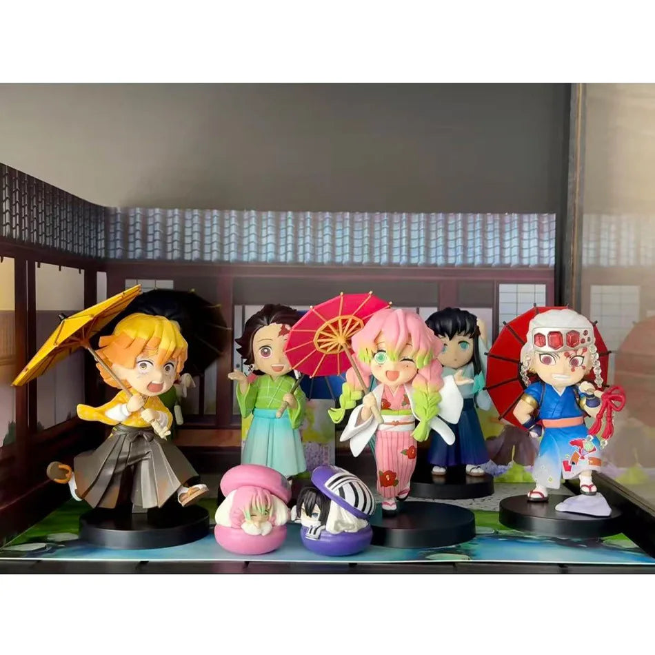 Demon Slayer Plum Rain Series Blind Box Nezuko Tanjiro Q Version PVC Figures Mystery Pack Birthday Christmas Gift