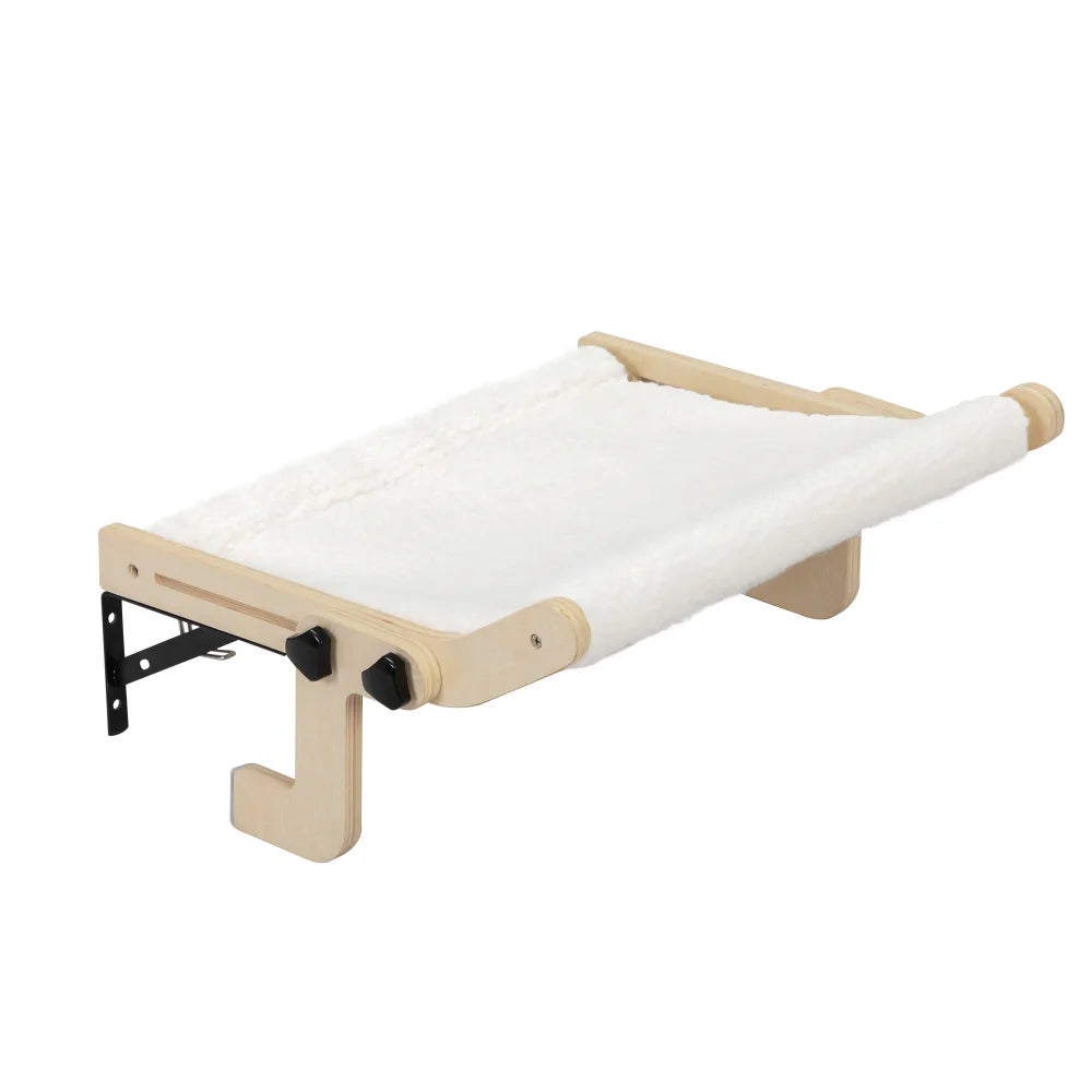 Cat Window Perch For Indoor Cats Plush Cat Hammock, Window Seat Bed Shelf No Drilling No Suction Cup, Wood