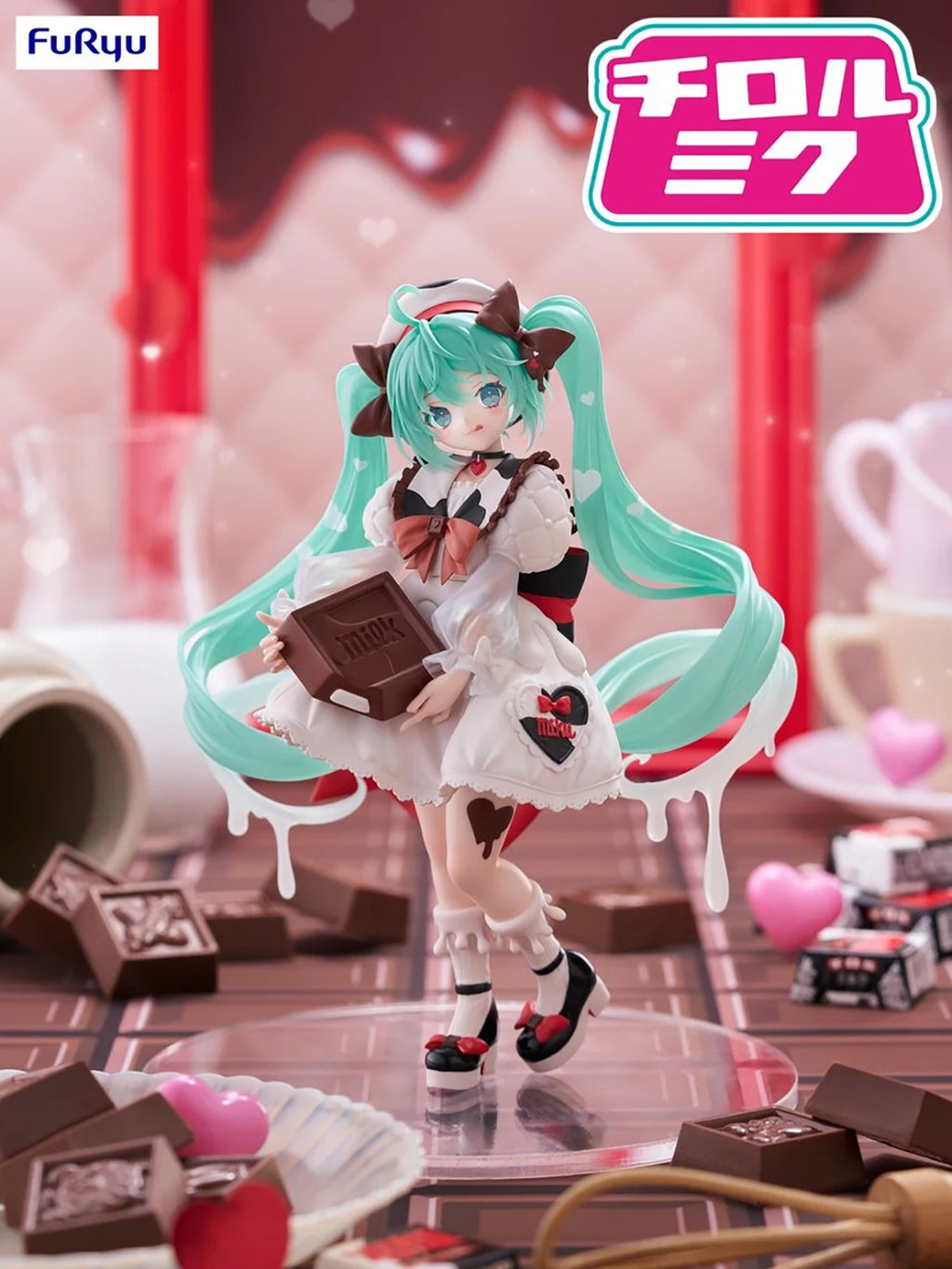 Original Genuine FuRyu Prepainted Hatsune Miku X Tirol Chocolate Trio-Try-iT Figure Piapro Characters Hatsune Miku Milk Ver Gift