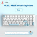 AJAZZ AK992 Геймърска механична клавиатура RGB 100 клавиша с възможност за гореща замяна 5.0 Bluetooth безжична 2.4G USB за PC геймъри