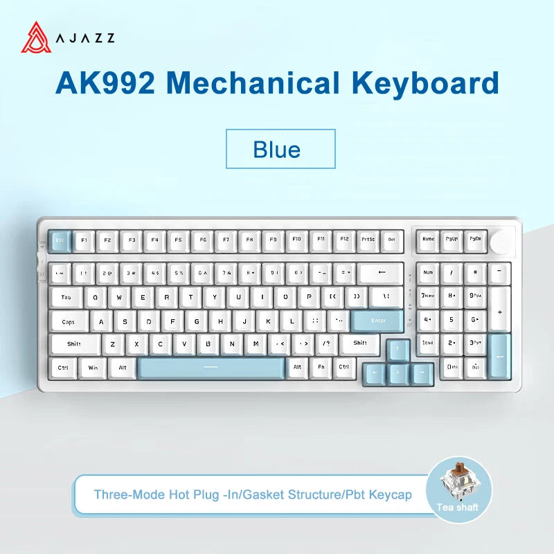 AJAZZ AK992 Mechanische Gaming-Tastatur RGB 100 Tasten Hot-Swap-Tastatur 5.0 Bluetooth Wireless 2.4G USB für PC Gamer Desktop