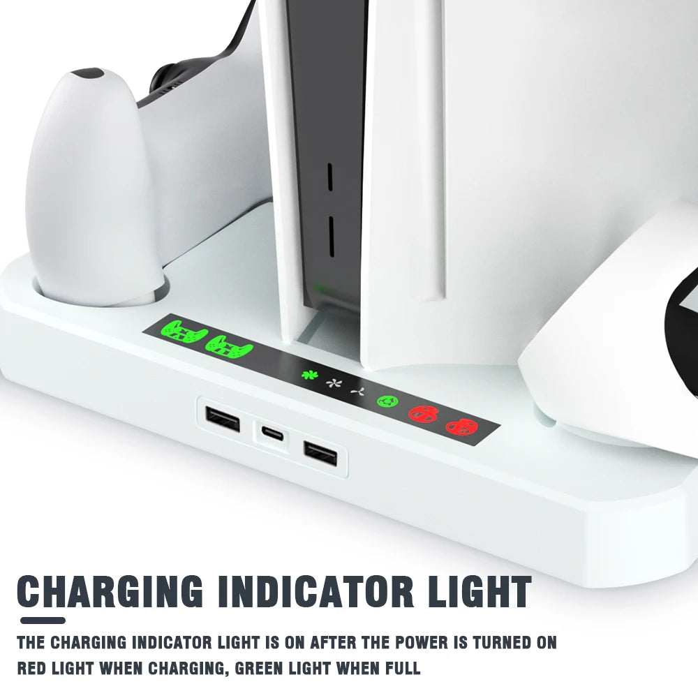 Ps5 Vertical Stand Vr Controller Charging Station 2 Cooling Fan 2 Headset Holder Base for Playstation 5 VR Console Accessories