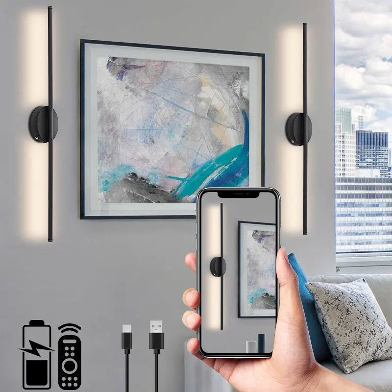 USB Rechargeable Battery LED Wall Lights with Remote Control Wireless Touch Switch Dimmable Wall Lamps Wall Sconce 3000-6000K