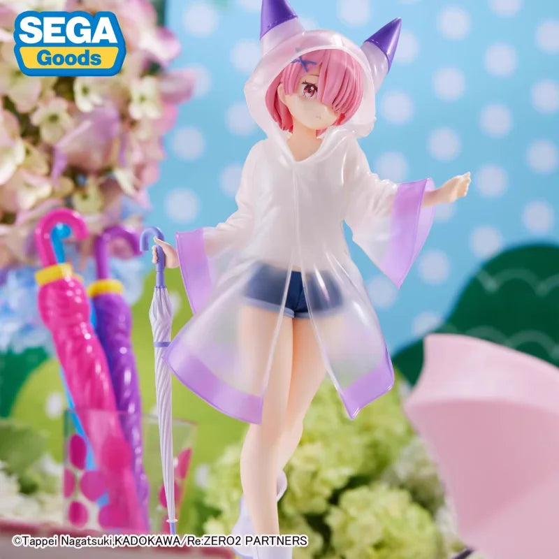 Оригинална фигурка на Sega Re: Life In A Different World From Zero, Rem Ram Raincoat Girl, 21 см, модел, колекция, играчка, детски коледен подарък.