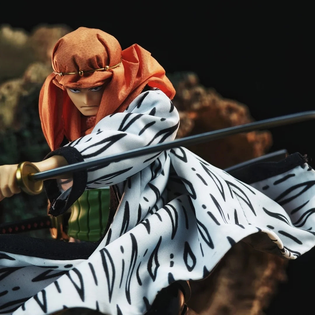 Едно парче SHF Аниме НОВО Ръчно изработено Roronoa Zoro шал от Alabasta, ШАПКА, палто, вградено от желязна тел, подходящо за играчки 1/12