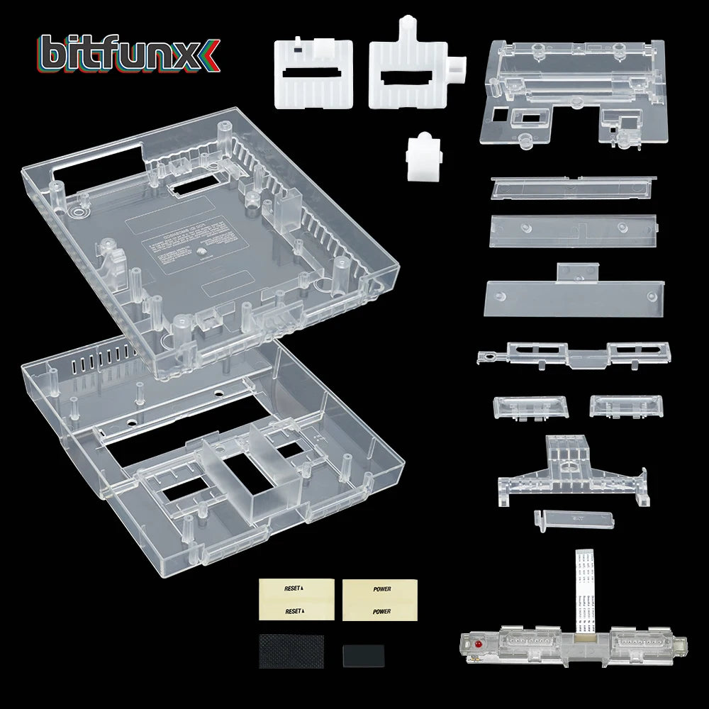 Bitfunx SNES Replacement Shell Transparent Case for Nintendo SNES SFC US Version Retro Gaming Consoles Translucent Black