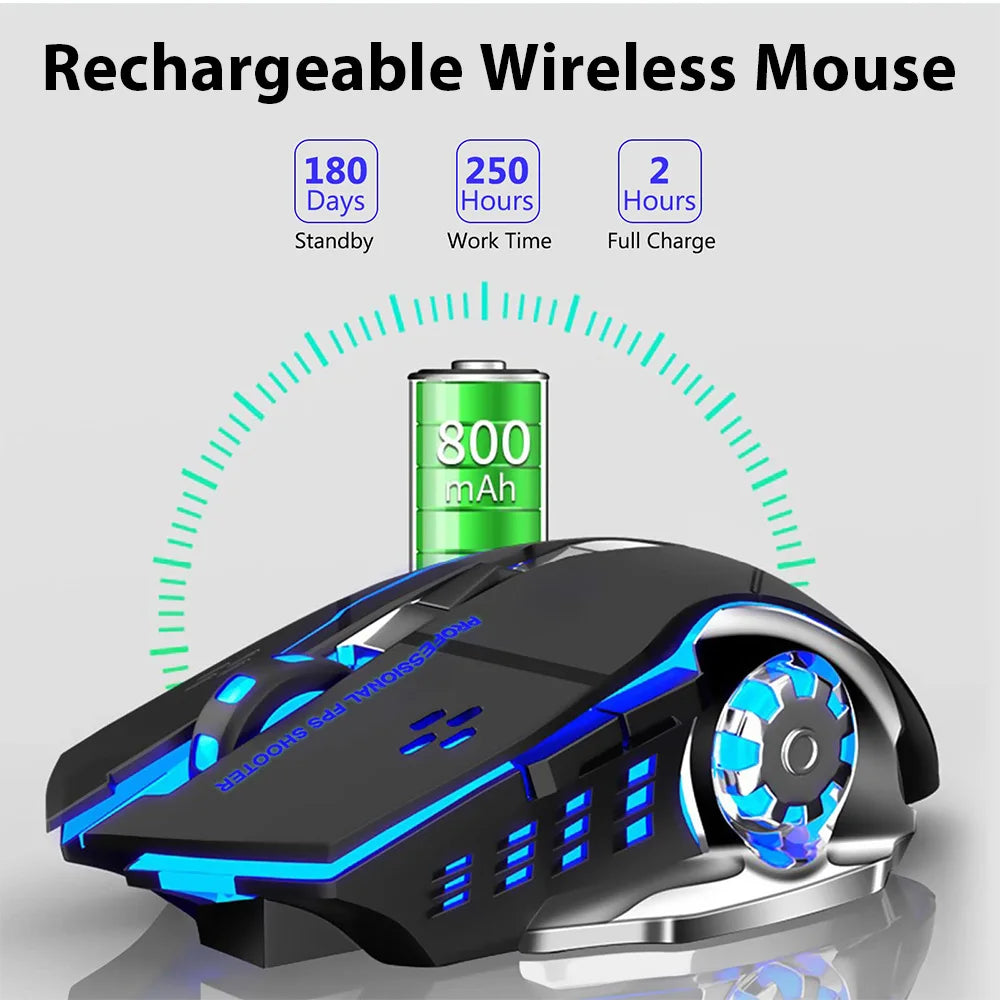 Gaming-Maus, 2,4 G Bluetooth, kabellose, wiederaufladbare Maus für Laptop, RGB-Hintergrundbeleuchtung, mechanische E-Sport-Maus für PC-Computer-Gamer