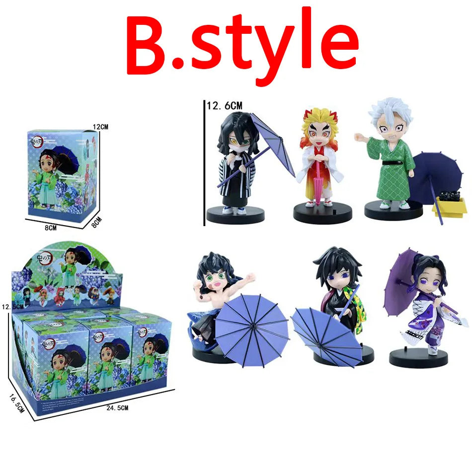 Demon Slayer Plum Rain Series Blind Box Nezuko Tanjiro Q Version PVC Figures Mystery Pack Birthday Christmas Gift