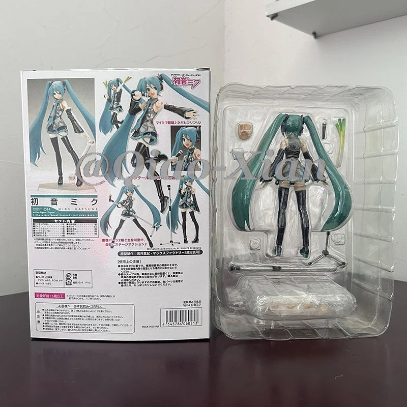 14cm Anime Hatsune Miku Figma 014 Joint Movable Face Change Boxed Doll PVC Action Figure Cute Model Toys Birthday Gift For Girls