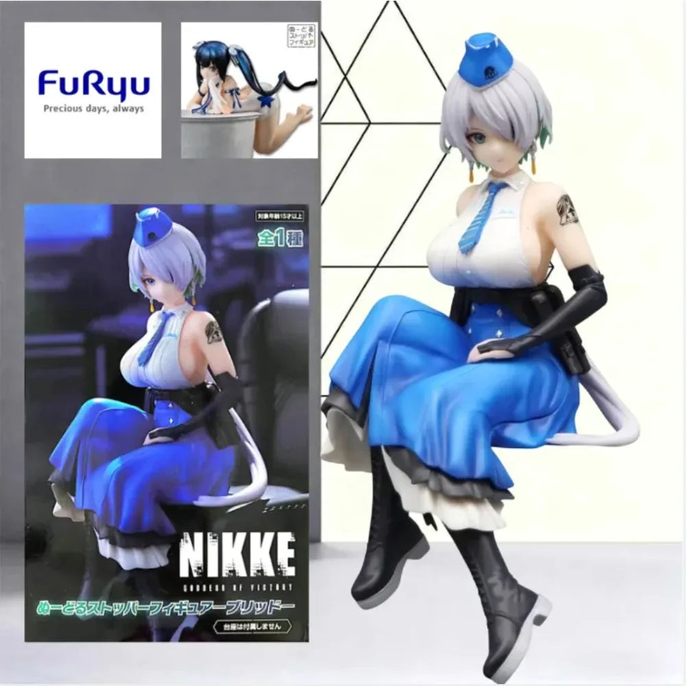 Licensed Anime Girl Noodle Stopper Collectible Statue White Twin Tail Red Long Hair PVC Mini Model Hobby Gift for Collectors