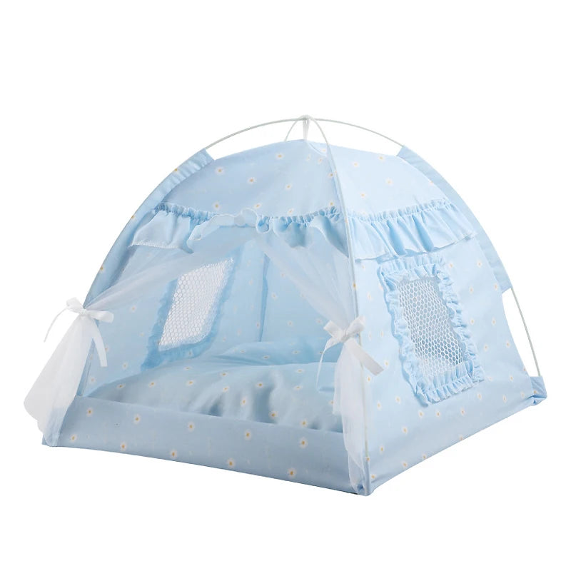 Foldable Pet Cat Tent Bed Four Seasons Universal for Cat and Dog Pet Nest Summer Cool Mat Portable Breathable Cat House Cave Hut