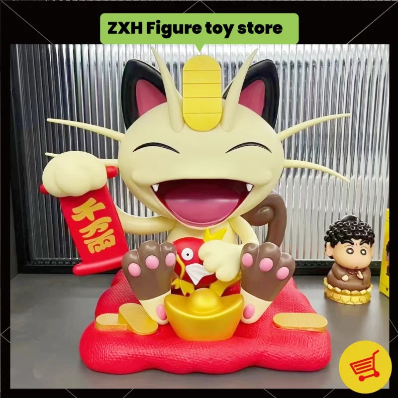 Pokemon Recruit Wealth Meowth Pvc Model Action Doll Lucky Cat Cartoon Kawaii Model Desktop Ornaments Lucky Cat Decoration