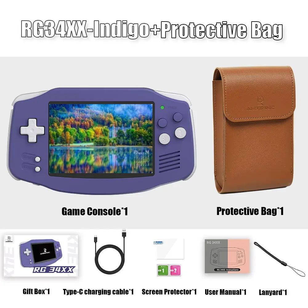 ANBERNIC RG34XX RG 34XX Handheld Game Console Video Games Players 3.4-inch IPS Screen Linux 64-bit System HD TV 5G WiFi PSP Gift
