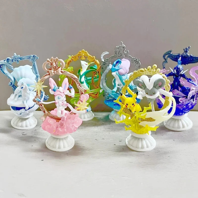 Re-Ment Pokemon Figures Decorative Frame Collection Alolan Ninetales Ceruledge Serperior Pikachu Suicune Sylveon PVC Model Toys