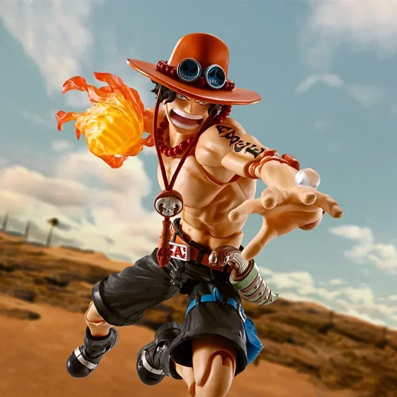 Auf Lager: Bandai SHFiguarts SHF ONE PIECE PORTGAS.D.ACE SABO Luffy Modellbausatz Actionfiguren Modellspielzeug Geschenk für Kinder