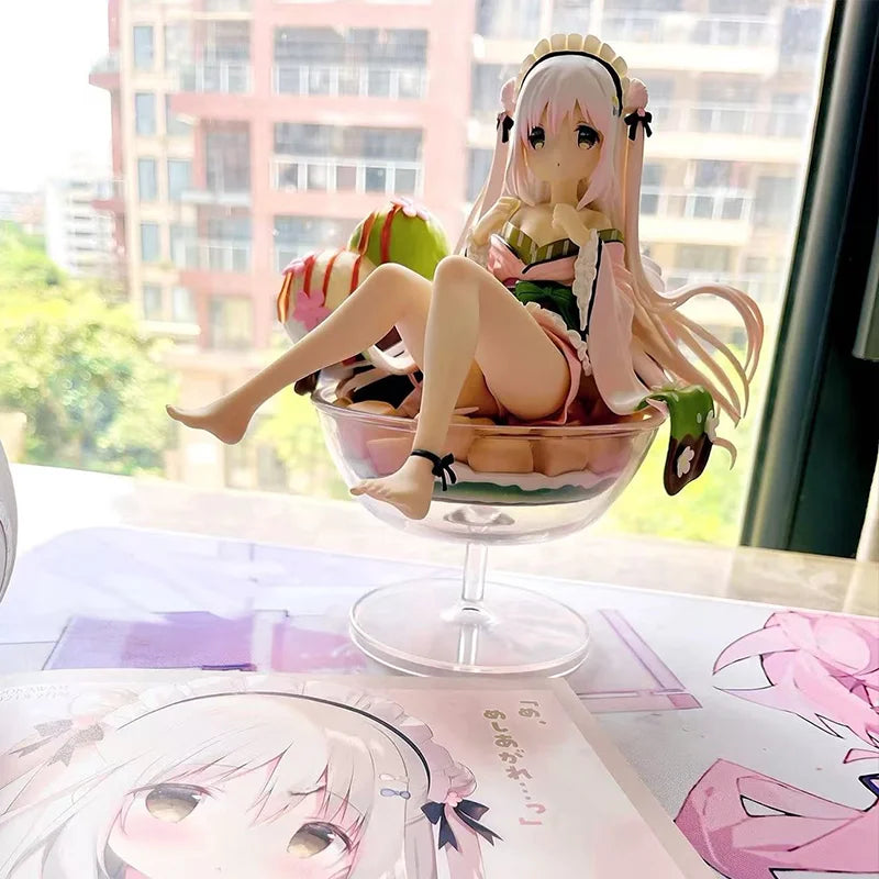 Kawaii Shiratama Komame Ice Cream Wine Glass Shape Kimono Anime Figure 1//6 Model Ornament Toys Collection Girls Gifts
