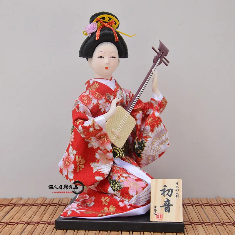 12inch Japanese Geisha Doll Statuette Sitting Figurine Japanese Kimono Kokeshi Kabuki Geisha Handicraft Ornament Birthday Gift