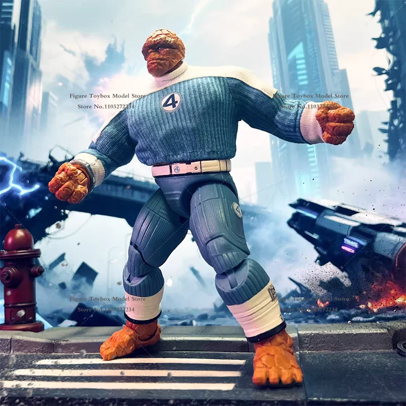 1/12 Comic Fantastic 4 Thing Man Action Figure Blue White Mini Sweater Top Toys Clothes Accessory For 6" Ml Soldier Decoration