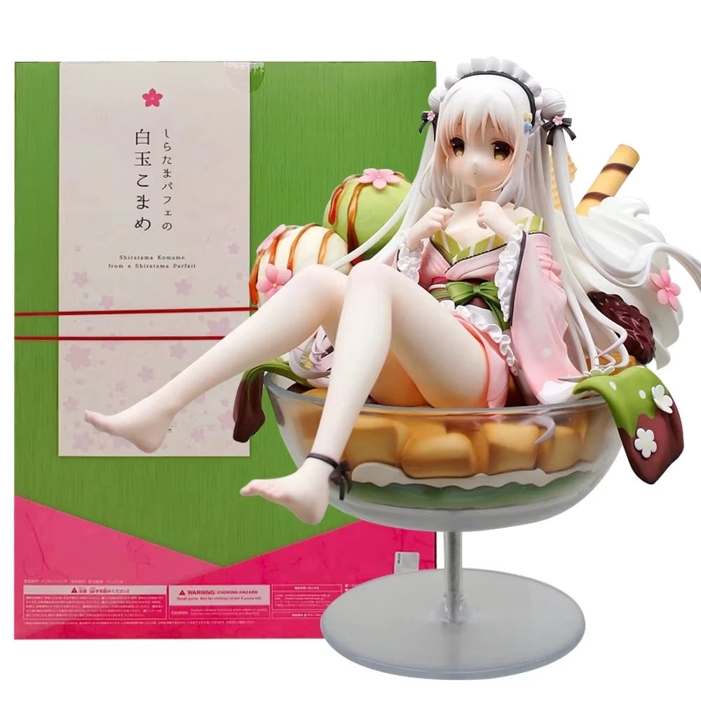 Kawaii Shiratama Komame Ice Cream Wine Glass Shape Kimono Anime Figure 1//6 Model Ornament Toys Collection Girls Gifts