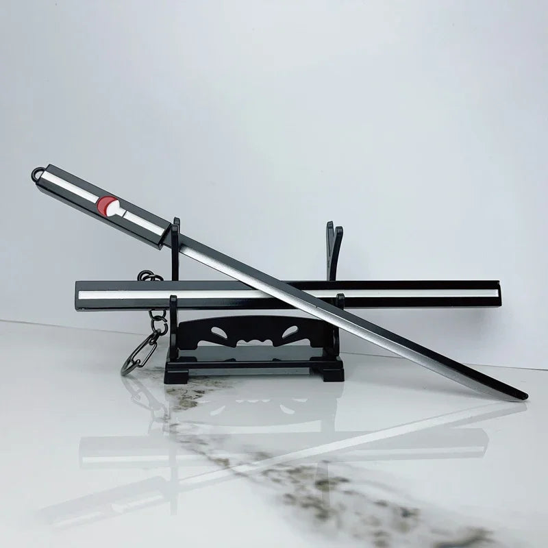 22 см (8,66 инча) аниме периферни устройства Учиха Саске миниатюрен Кусанаги но Цуруги цинкова сплав метални модели играчки за занаяти меч с калъф