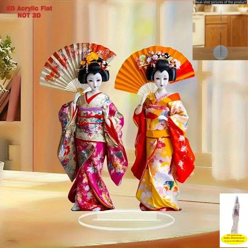 Traditional Japanese Geisha Lightweight Acrylic Statue Office Decor Or Japanese Themed Party Decoration