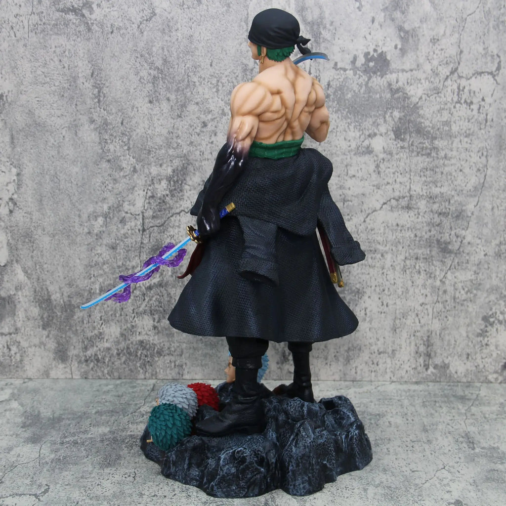 50 cm große One Piece Figur Roronoa Zoro, stehende Pose, mit Messer, fünf austauschbare Köpfe, Modell, Anime-Action-Sammelfigur