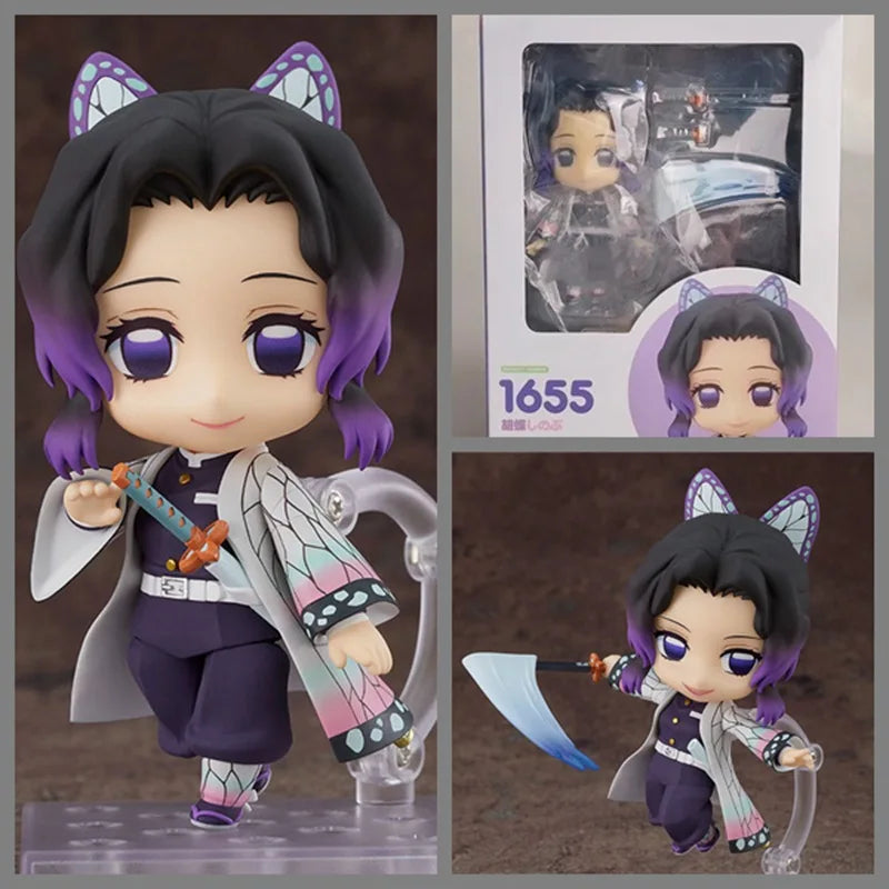 Superniedliche Demon Slayer Kochō Shinobu Insekten-Säule Q Version Nendoroid Figur mit beweglichem Gesicht - austauschbare Figur in Box, Anime-Modellspielzeug