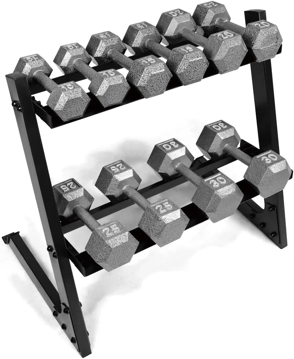 200Lb Dumbbell Set 10 30Lb Dumbbell Set with Two Tier Storage Rack for Muscle Toning Strength Building Weight Loss Multiple Choi