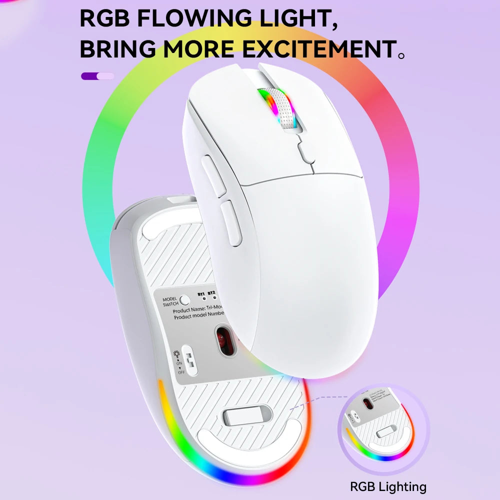 Dual Bluetooth 5.3 Maus 2.4G Kabellose Maus USB-Kabelmaus Tri-Mode RGB Gaming-Maus 6 Tasten 4800DPI für PC Laptop Tablet