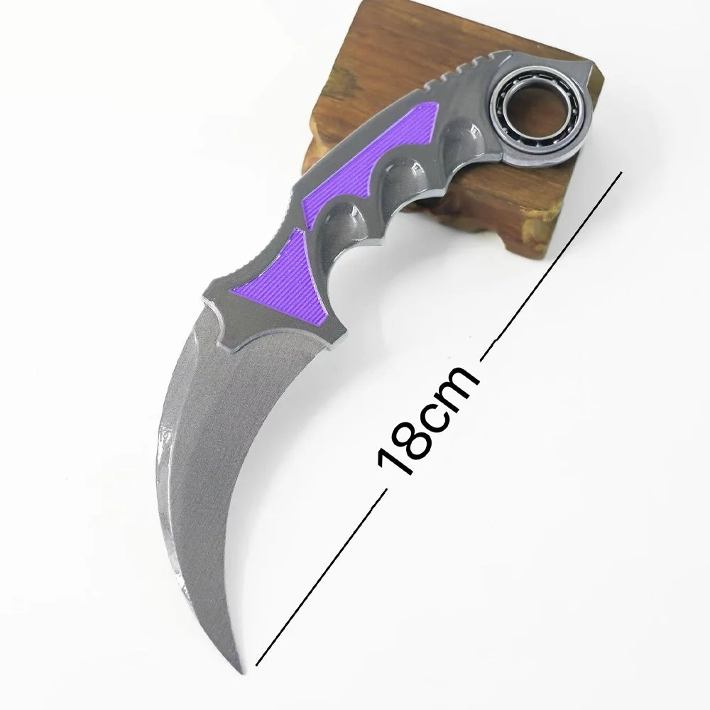 18 см игрален брояч, въртящ се, периферен, метален, модел, пурпурна мрежа/черна ламинирана дъска/градиентен цвят, нож с нокът, безопасен за играчки