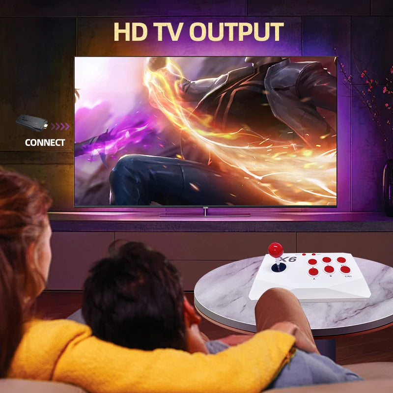Arcade-Videospielkonsole, 4K-TV-Game-Stick mit doppelten Arcade-Joystick-Spielen für MAME/Sega/PS1/Atari-Spielautomaten, Kindergeschenk