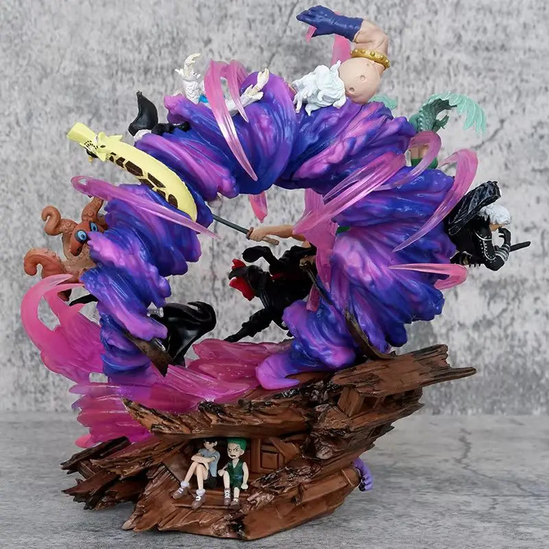 One Piece Zoro Anime Figurine 25cm PVC Action Figure Onigashima King of Hell Collectible Model Statue Toy Gift for Kids