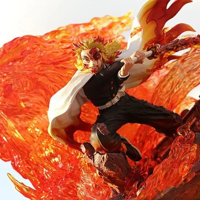 27 cm große Anime-Figur Demon Slayer GK Rengoku Kyoujurou Actionfigur Fantasy PVC Sammlerstück Ornament Modell Kreatives Spielzeug Geschenk
