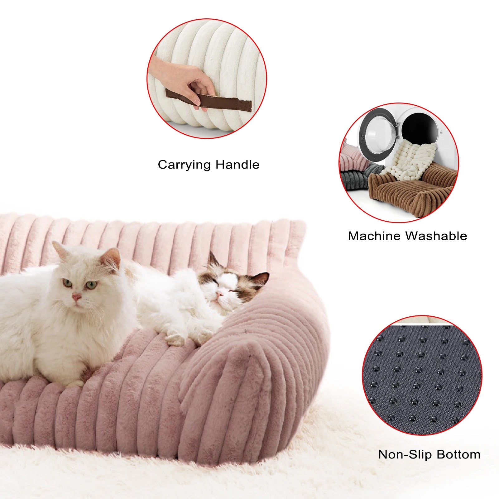 Cat Couch Bed Cute Pet Bed for Small Medium Large Cats Dogs Fluffy Sofa Bed for Pet Indoor with Non-Slip Bottom & Washable Cover