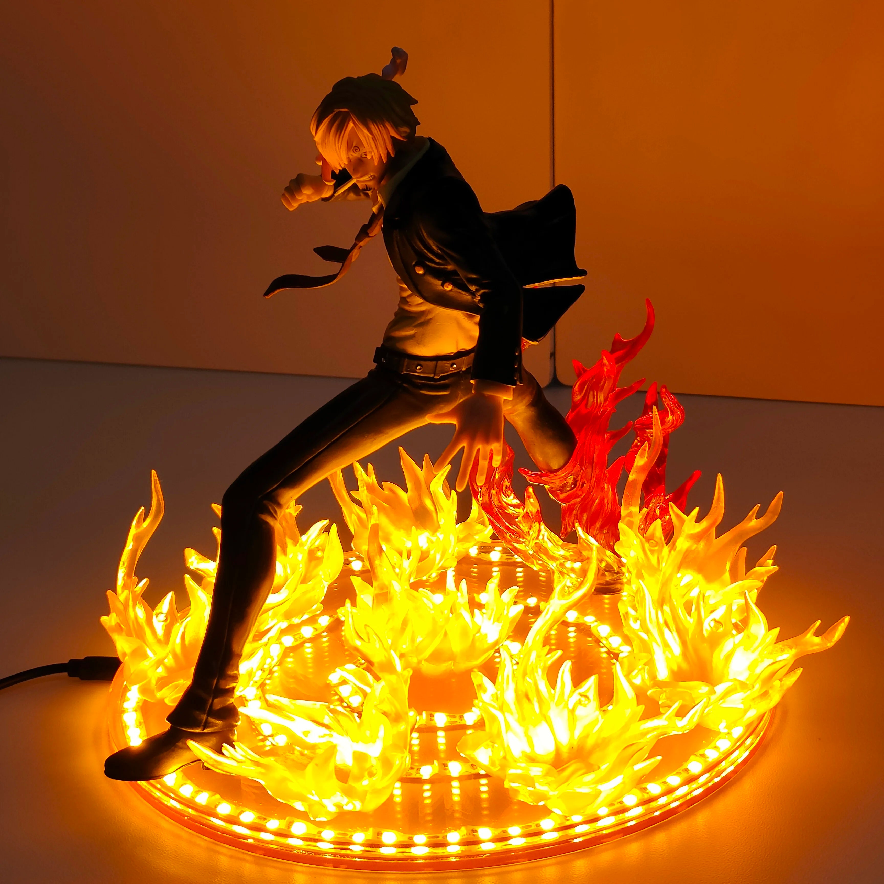 ONE PIECE Anime Sanji Diable Jambe Lampe Led-lampe Action-figuren Modell Figurine Figur &amp; Basis &amp; Lampe DIY Dekoration Spielzeug