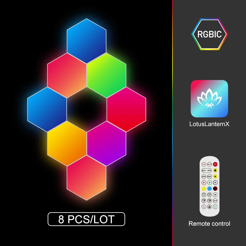 20PCS RGBIC WIFI LED Hexagon Light Indoor Wall Lamp APP Remote Control Night Light Computer Game Room Bedroom Bedside Decoration