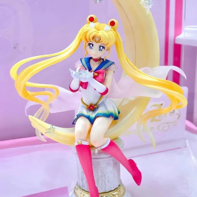 Original Bandai Sailor Moon Anime Action Figurine Kawaii Desktop Ornamental Model Usagi  Animation Periphery Exquisite Toy Gifts