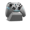 Gaming controller with base on a white background, featuring text indicating 'With base!' and product name.