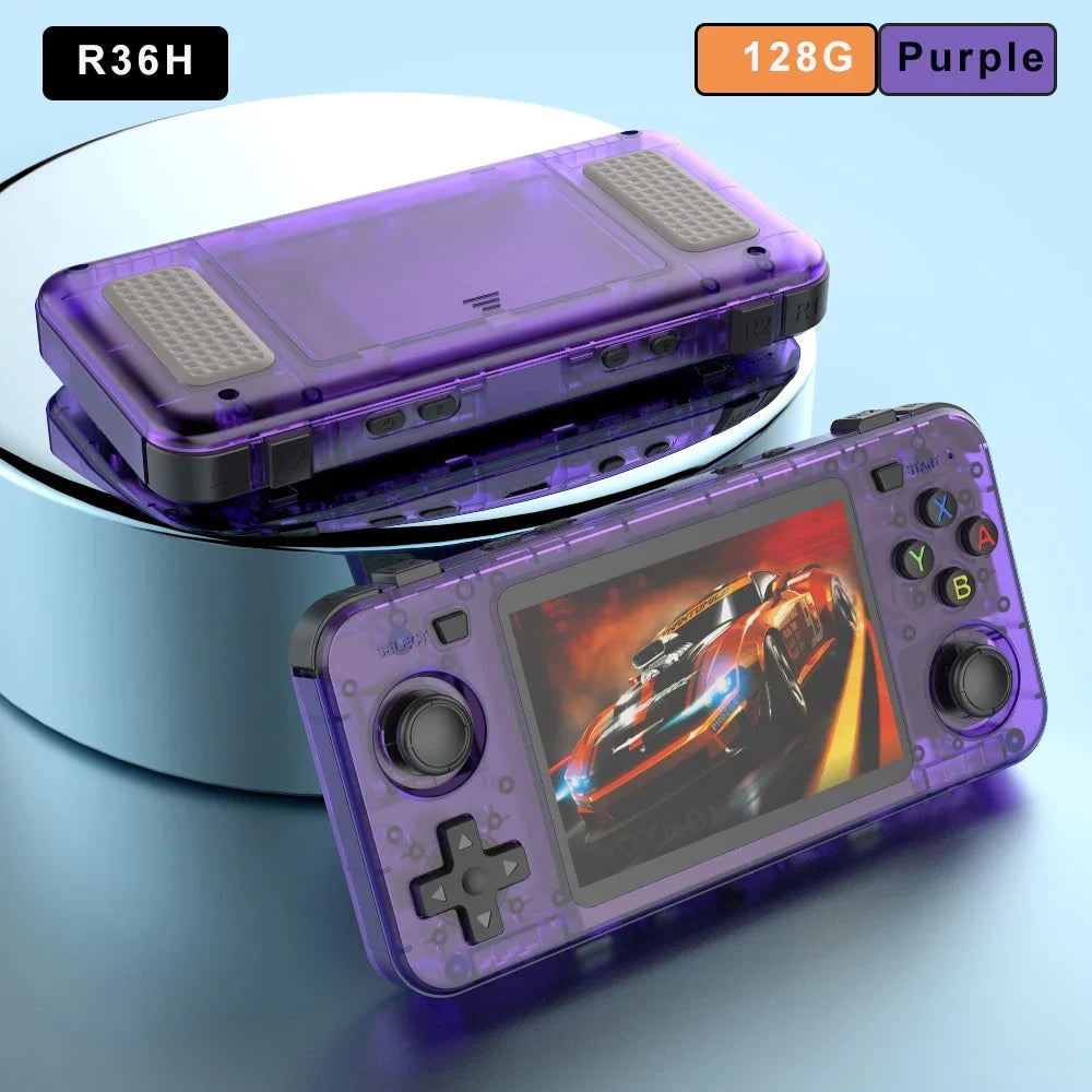 BOYHOM Neue R36H Handheld-Spielekonsole 3,5-Zoll-IPS-Bildschirm Linux RK3326 Retro-Videospiel-Player 3000 mAh 64G 10000+ klassisches Spiel
