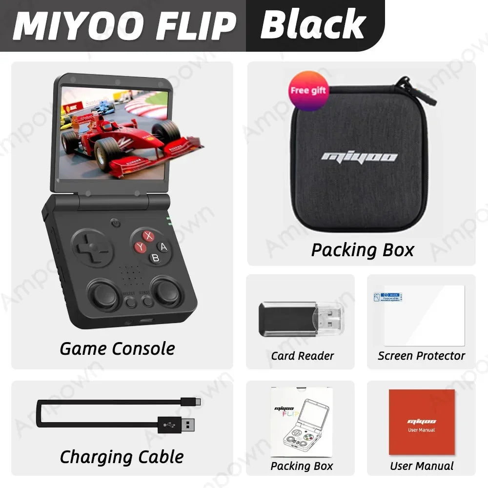 MIYOO FLIP V2 Handheld-Spielkonsole 3,5-Zoll-IPS-Bildschirm Linux OS Onion OS Retro-Videospielkonsolen Kostenlose Aufbewahrungstasche Spielergeschenke