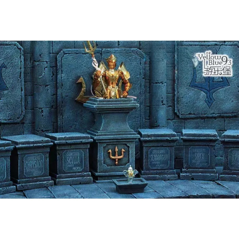 10-Piece Set Saint Seiya All-Resin Scene: Poseidon's Scale Mail Altar Compatible with Saint Cloth Myth Action Figures