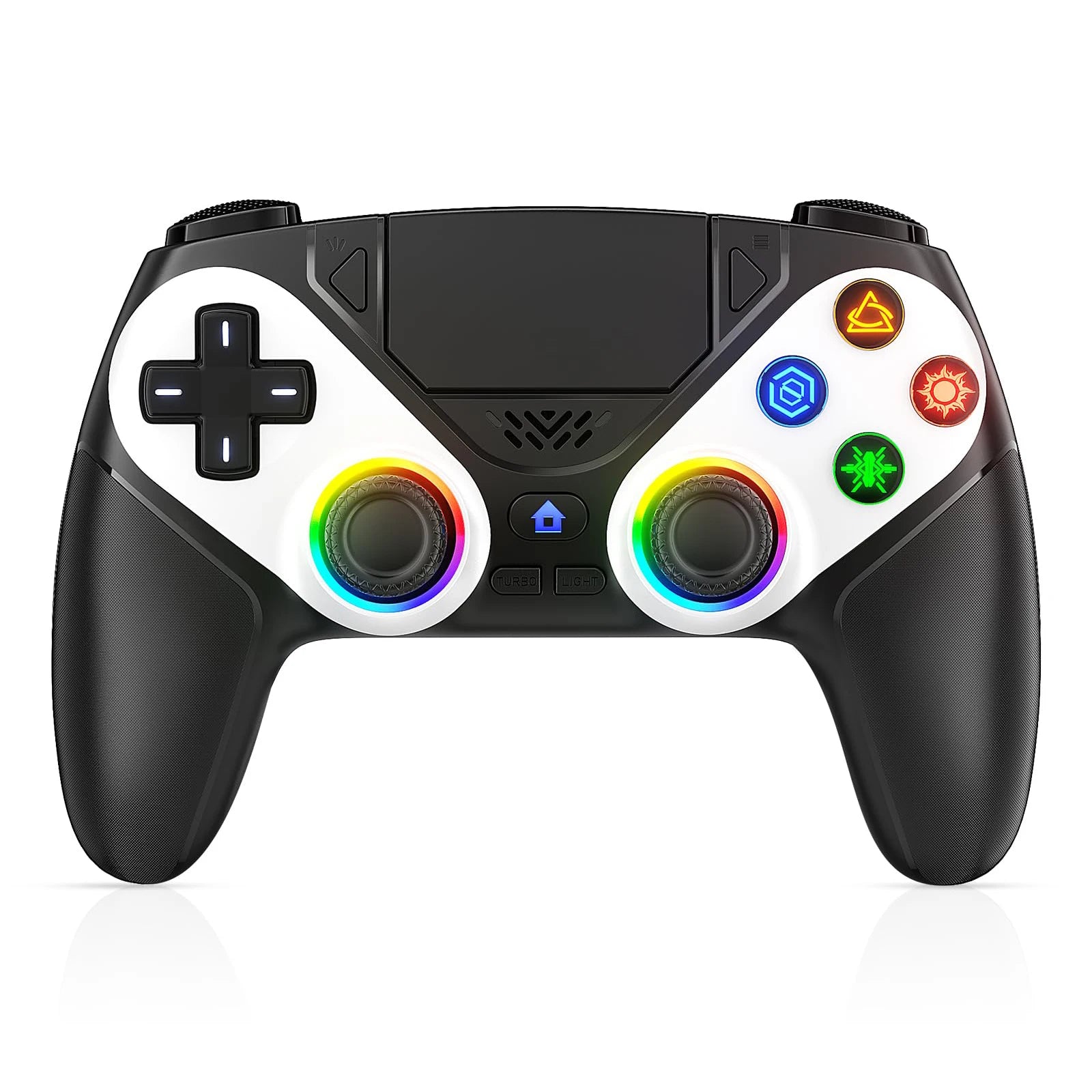 GAMROMBO Wireless Controller for PS5/Playstion 5 Pro/Slim/PC Console W/ RGB Dual Vibration Marco/Turbo Function 3.5mm Audio Jack