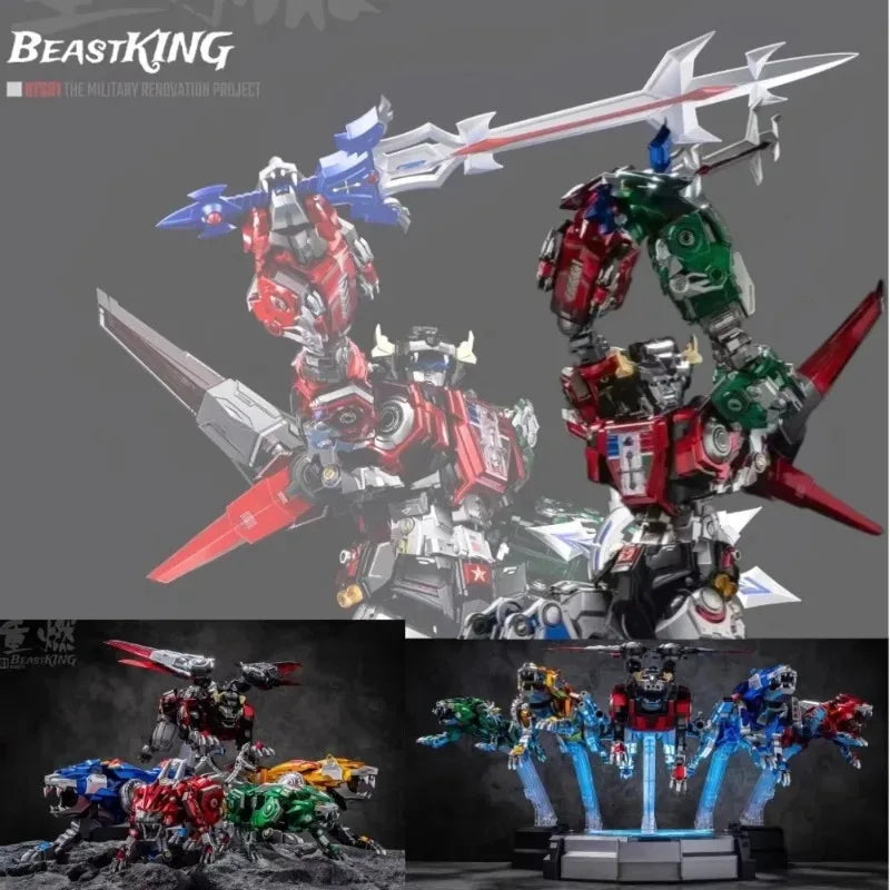 In Stock Transformable and Combining Model LED Base Alloy Detachable Robot Lions Reignite Beast King Reborn-01 Action Figure