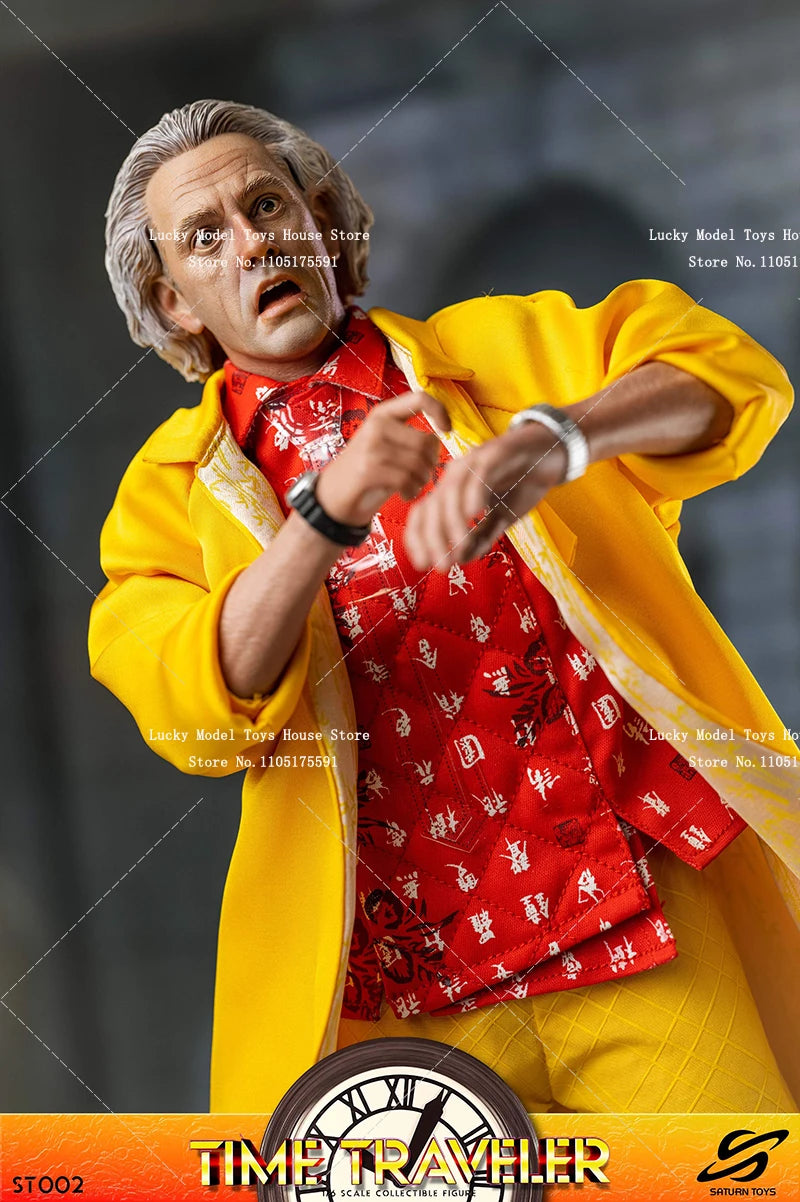 SaturnToys ST002 Quick Shipment 1/6 Time Traveler White Hair Doc. Yellow Suit Cloth Action Figure Display 12inch Soldier Model