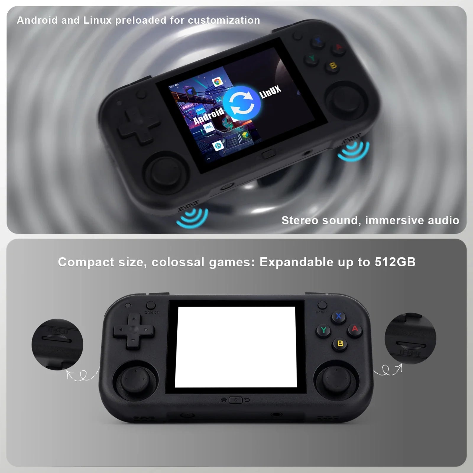 AMPOWN Mini Zero 28 Handheld Video Game Console 2.8'' IPS Screen A133P Processor Android OS 2.4GWIFI MAGICX ZERO28 Player Gifts
