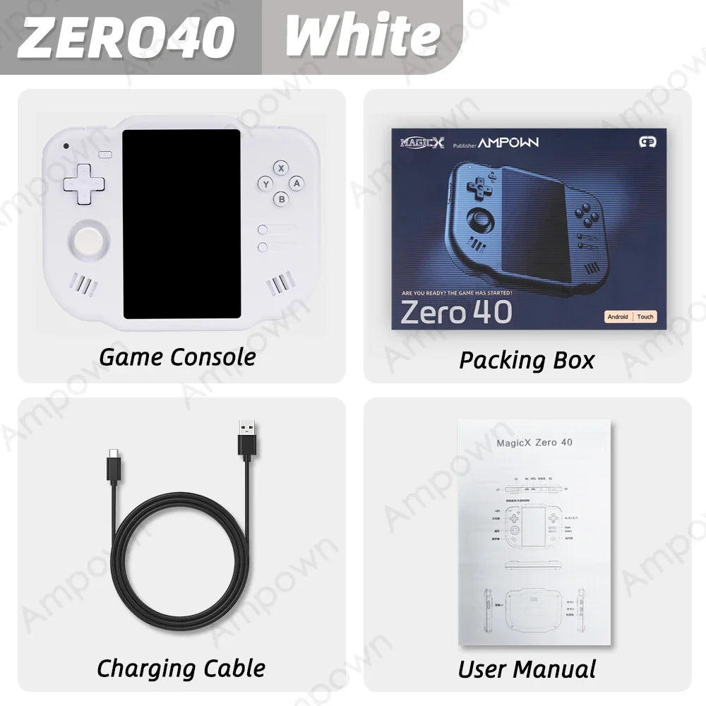 AMPOWN ZERO 40 Video Game Console 4'' IPS Multi-touch Screen Android System A133P Support Wifi Bluetooth Vibration Motor for NDS