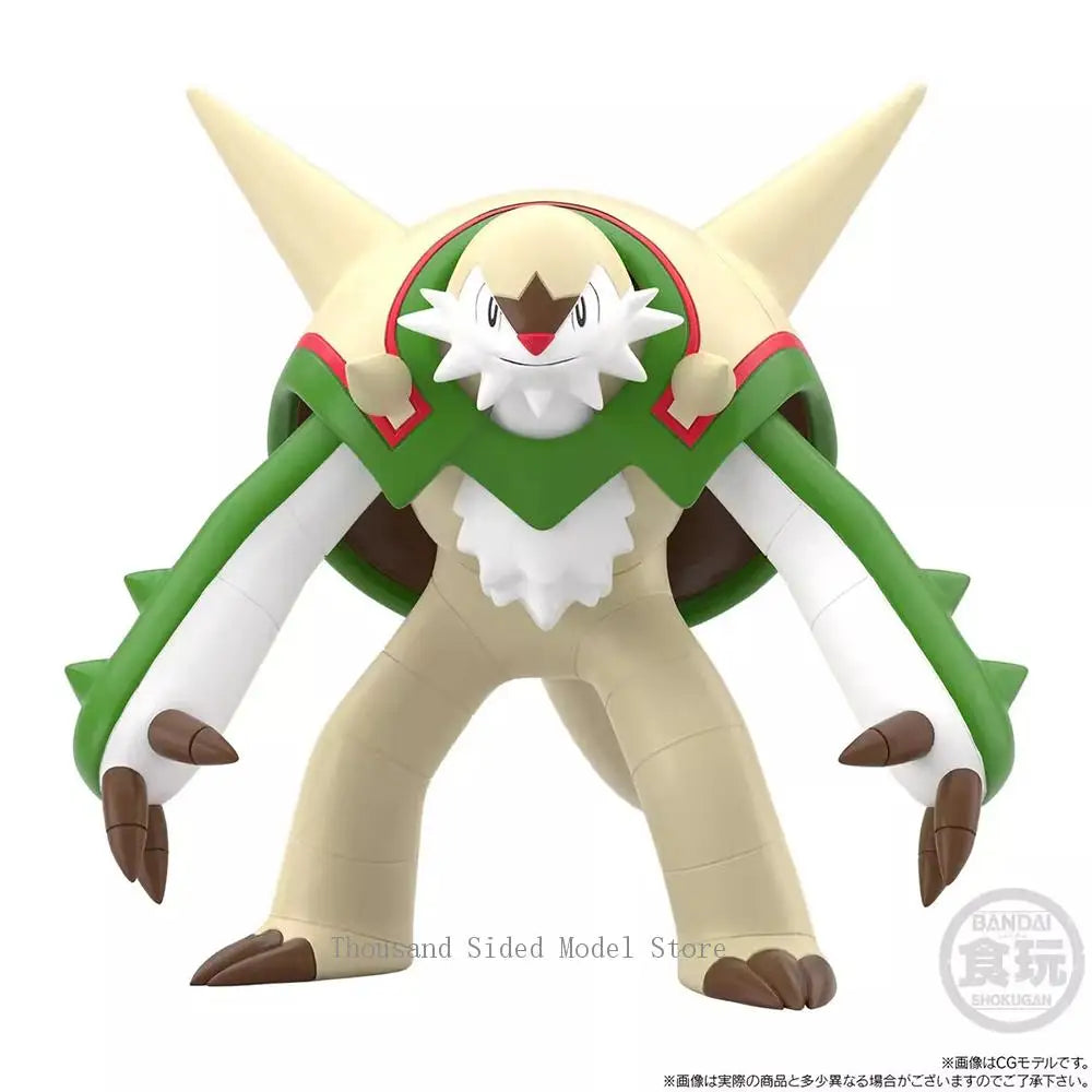 Original Bandai Pokemon Scale World Calem Delphox Chesnaught 1/20 Shokugan Anime Figure Model Collectible Toys 7.5CM